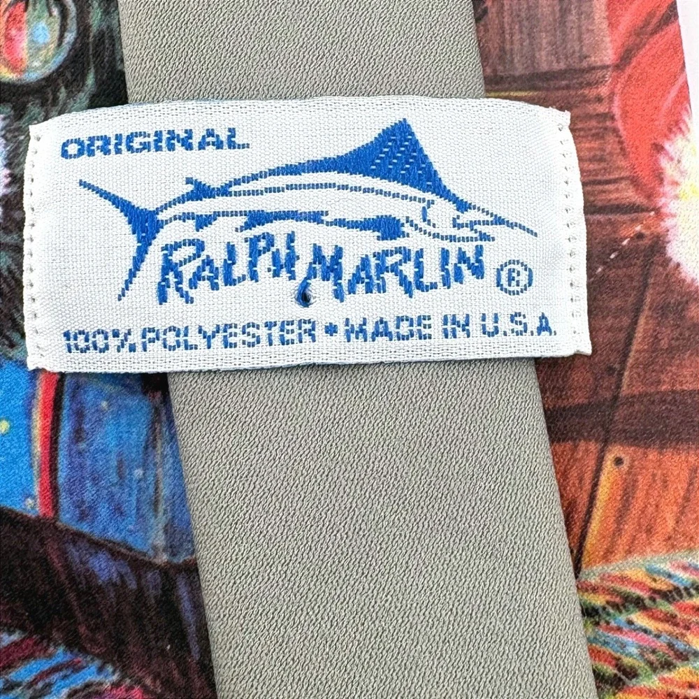 Ralph Marlin Mens Vintage Christmas Pigs Santa Novelty Tie Multicolor USA Made